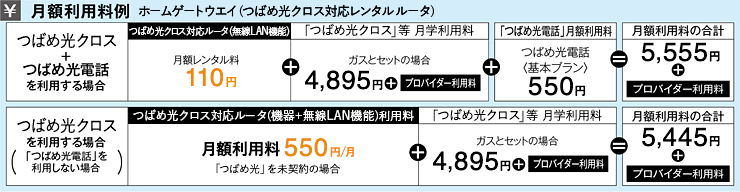 月額利用料例［ホームゲートウェイ　無線LANカード］Wi-Fiプラン